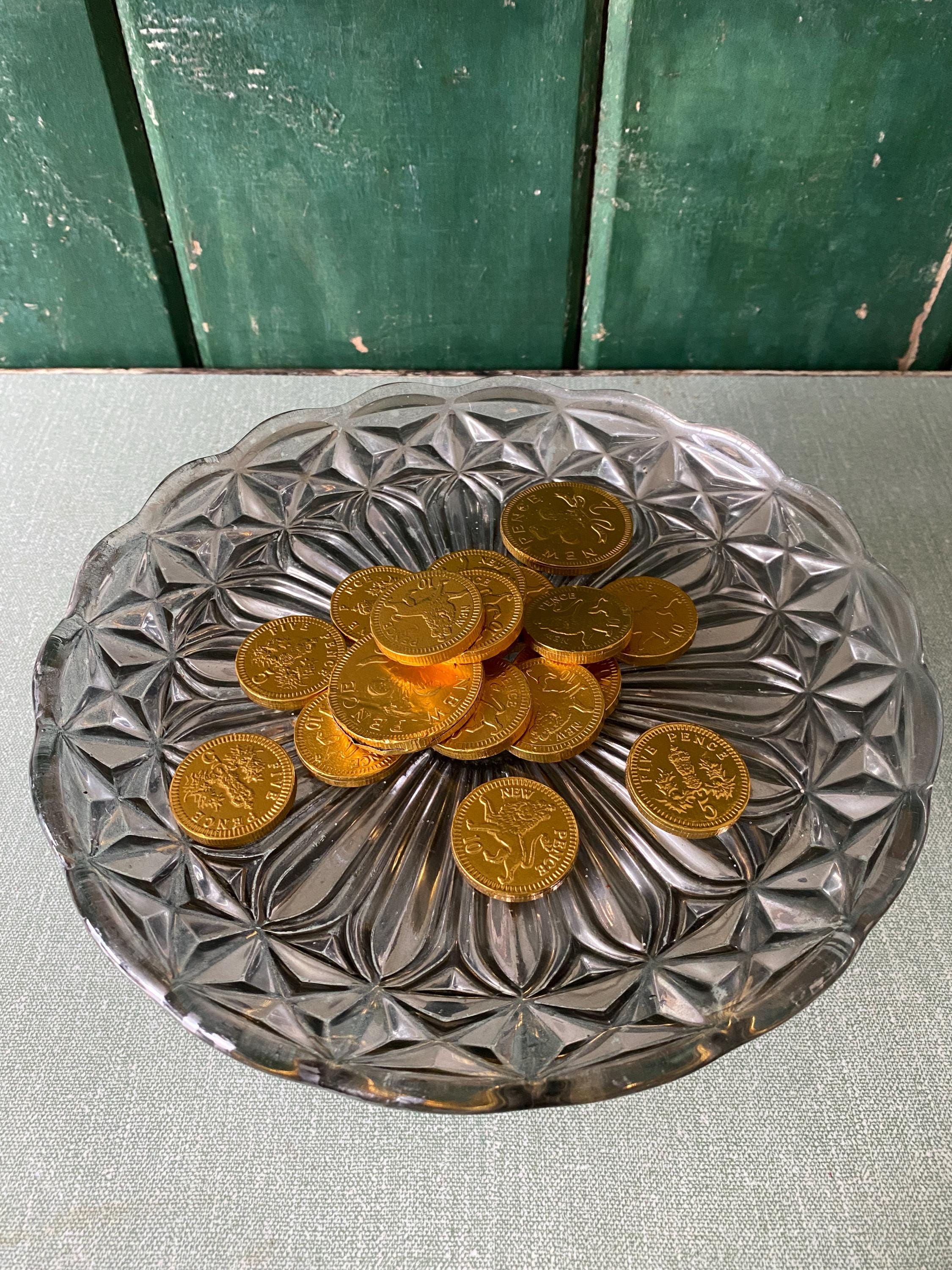 top view of a glass cake stand