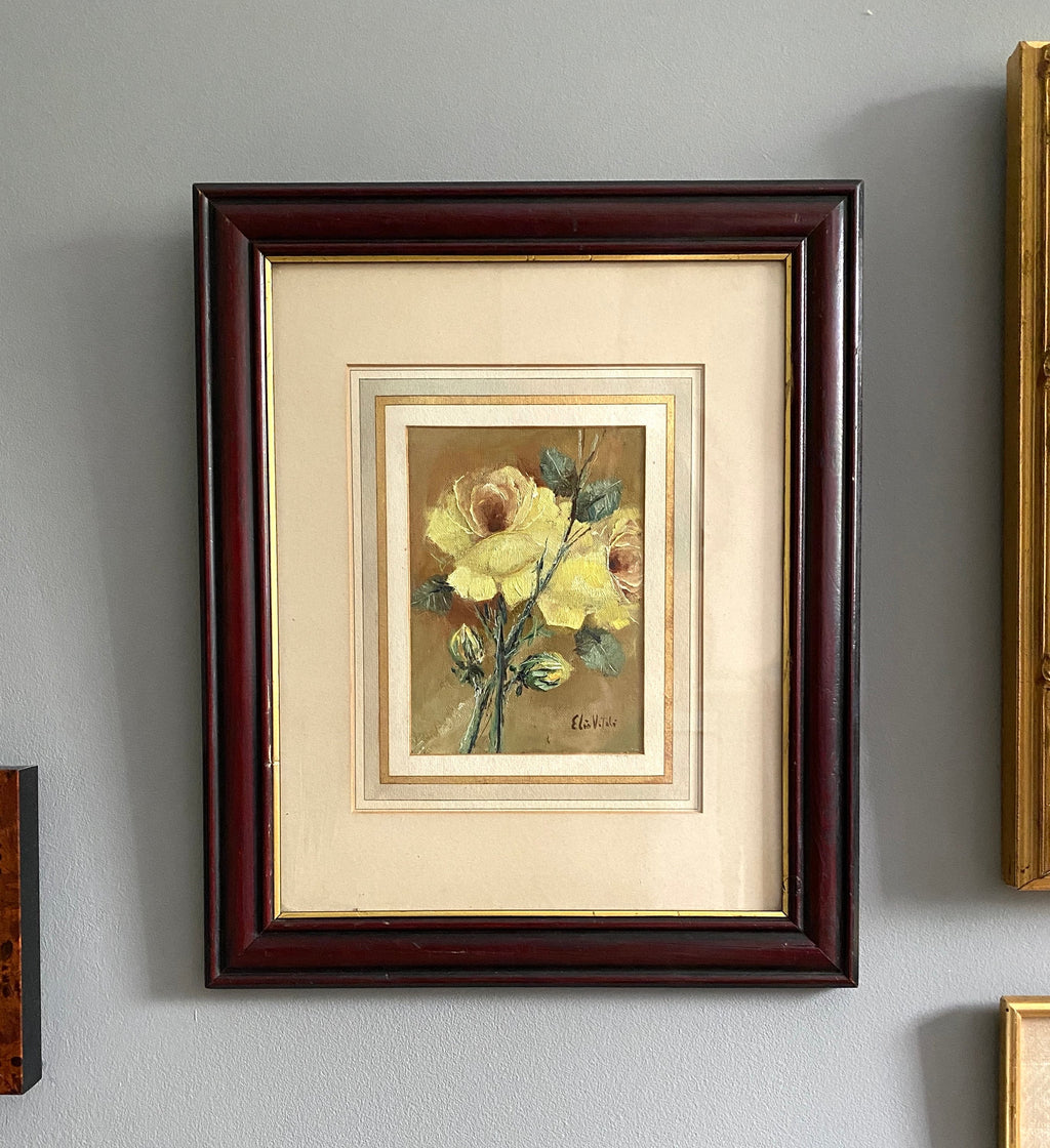 Framed painting of yellow flowers