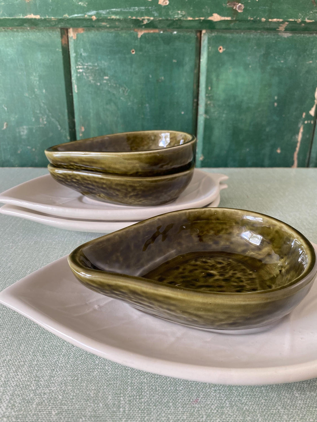 Mid Century Portuguese Majolica Avocado Dish