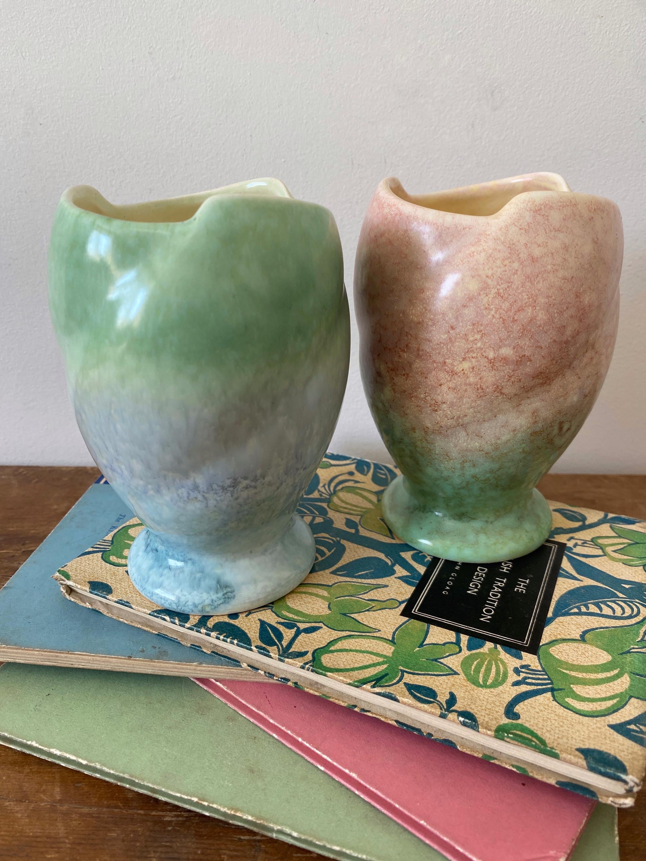 Two ceramic vases with two-tone mottled glazes