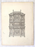Antique lithograph illustration of an ornate cabinet