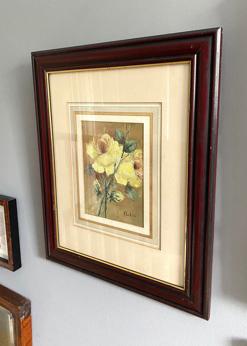 Framed painting of yellow flowers