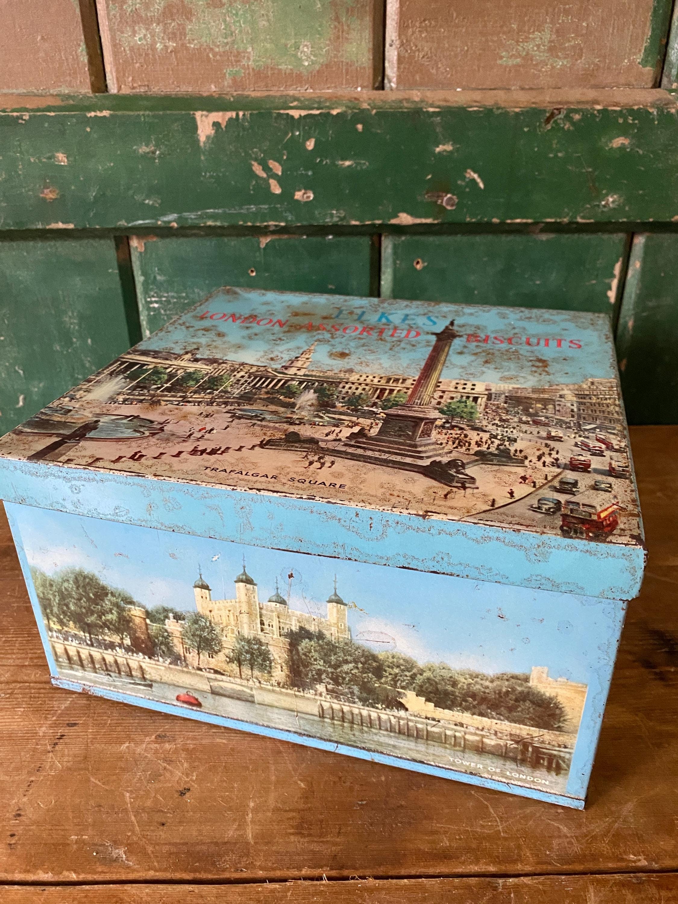 Blue vintage Biscuit Tin