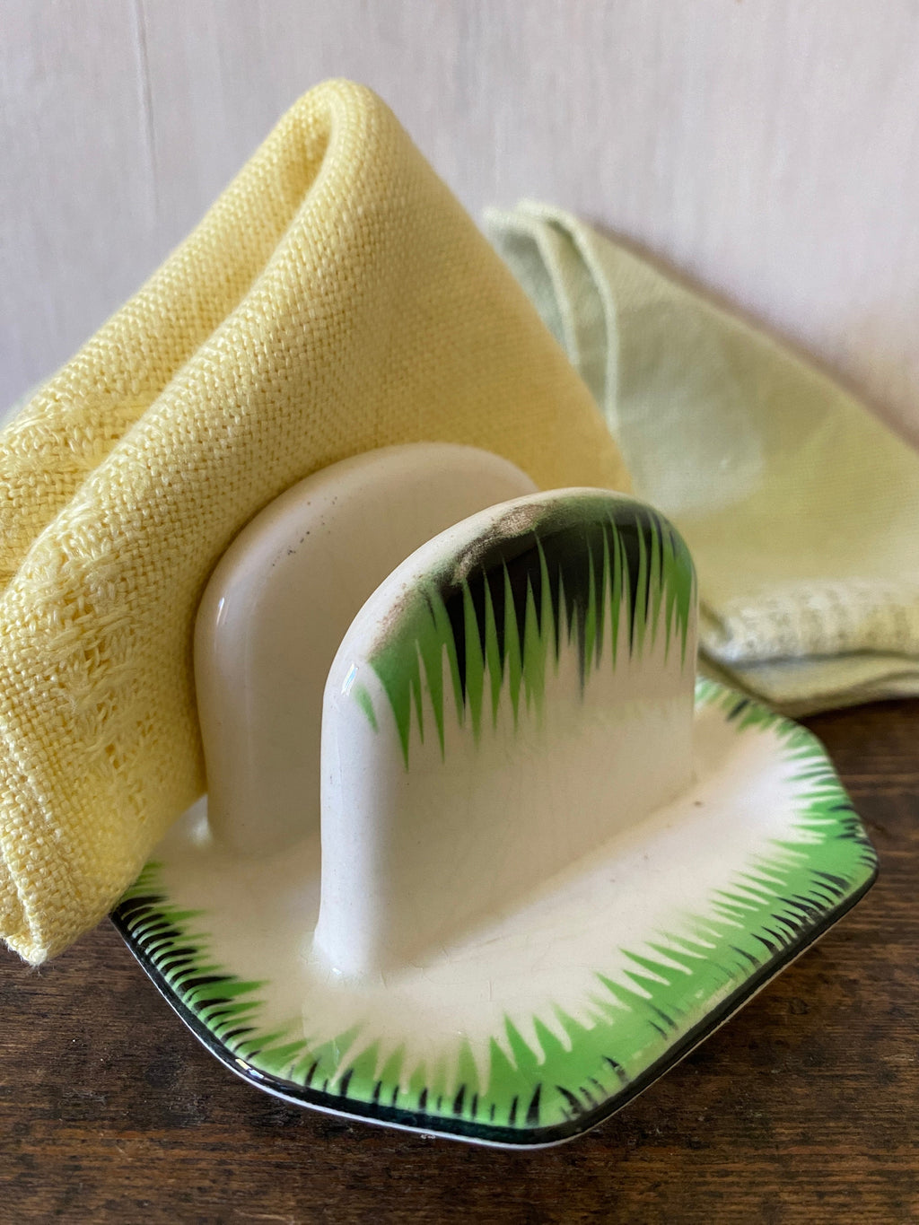 close-up of a ceramic toast rack