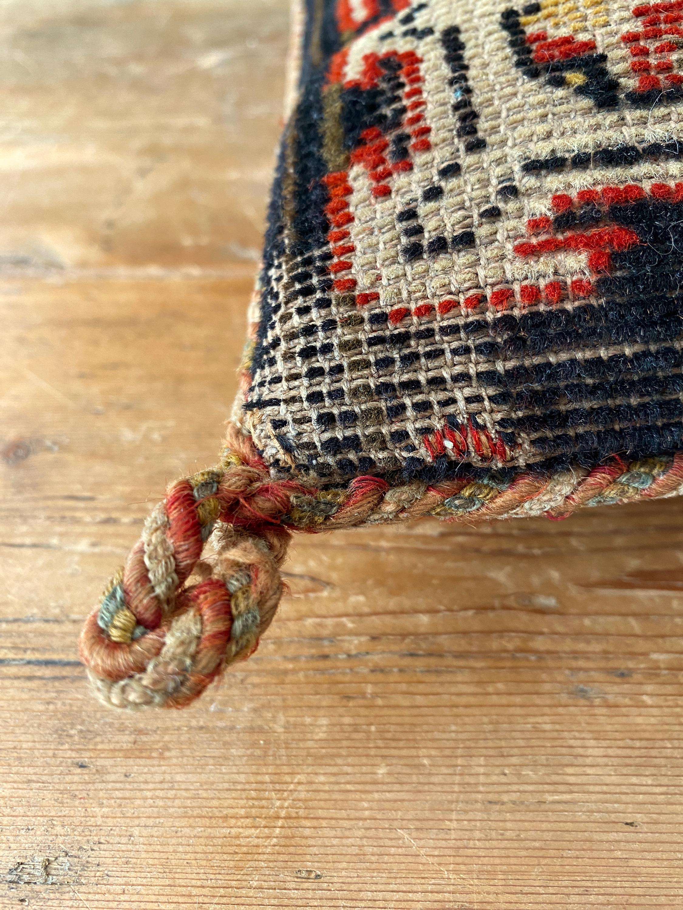 Vintage Turkish Kilim Woven Cushion with Bird Motif