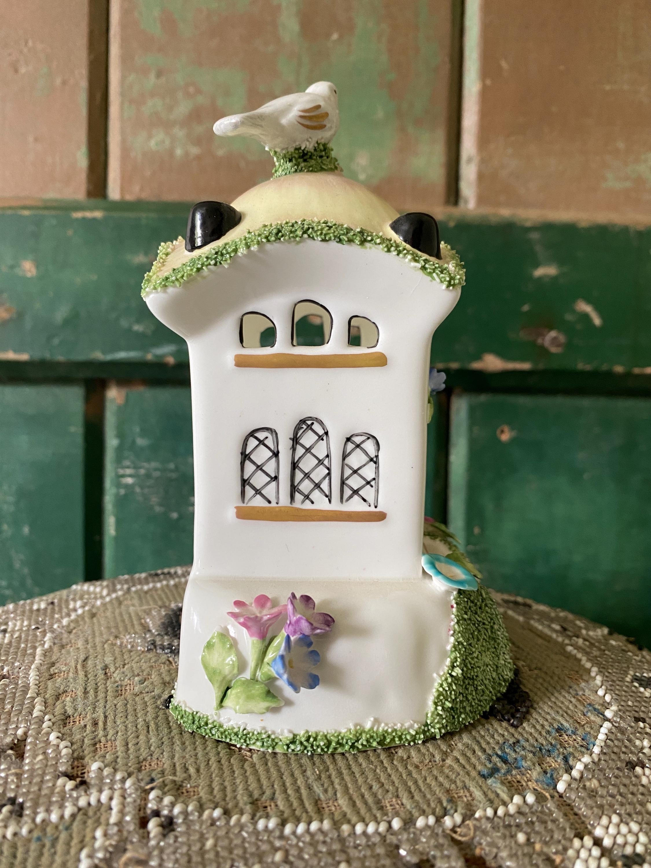 Coalport Dove Cote Ornament: Porcelain Cottage Pastille Burner
