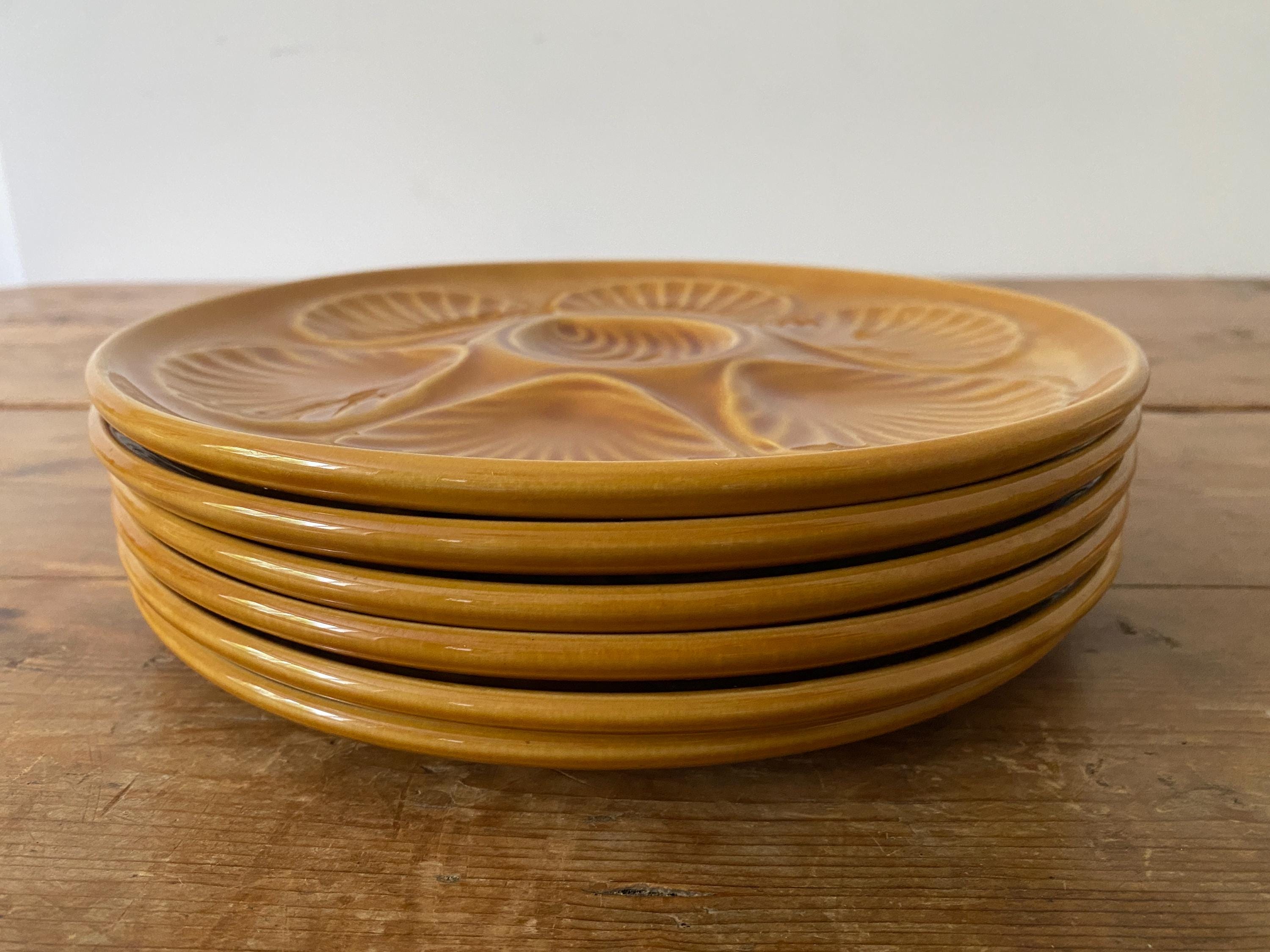 French Majolica Oyster Plate: Vintage Faience Pottery