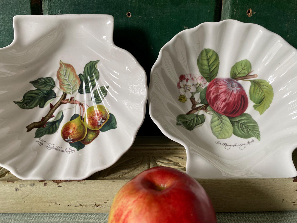 Two ceramic dishes with fruit illustrations 