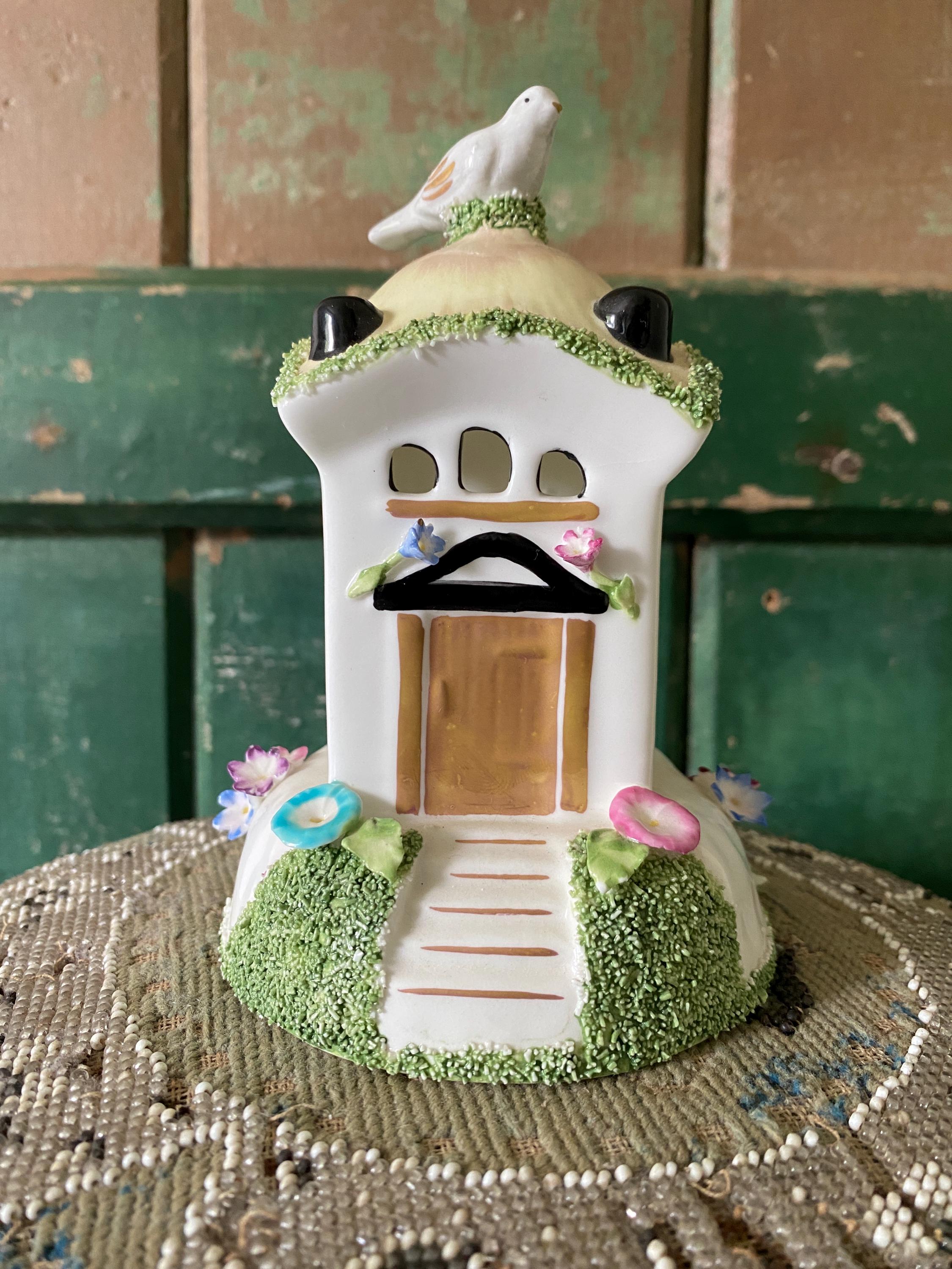 Coalport Dove Cote Ornament: Porcelain Cottage Pastille Burner