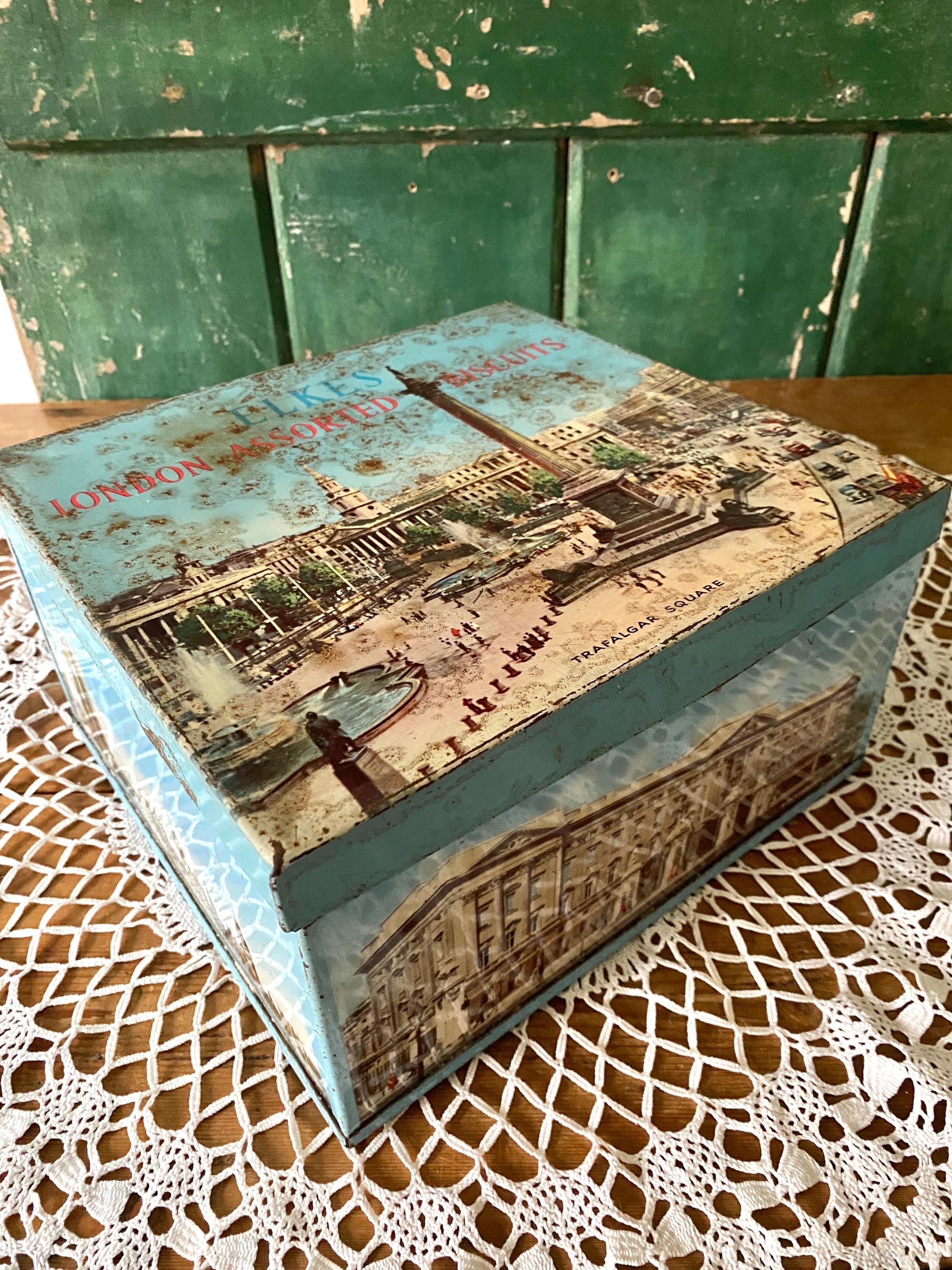 Biscuit tin with scences of London