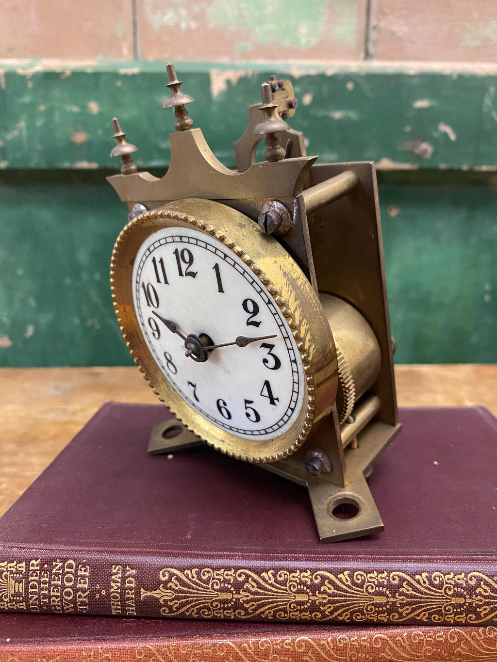Vintage brass clock movement 