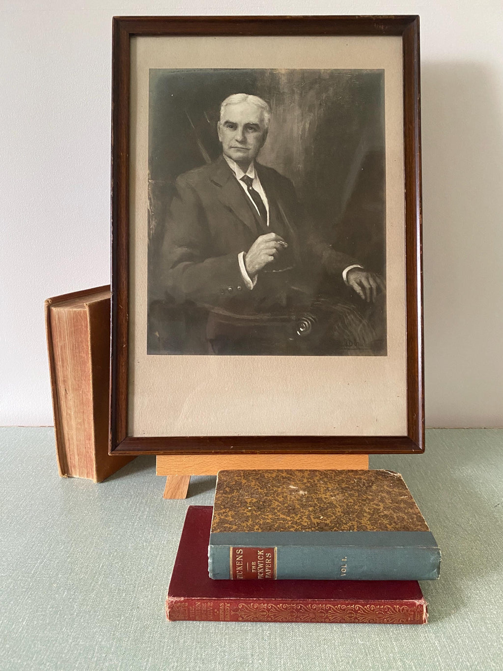 Victorian Gentleman Portrait Print in Wooden Frame