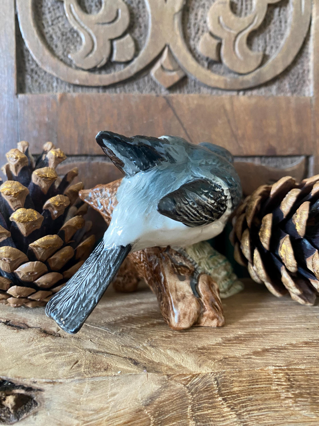 back view of Beswick ceramic bullfinch figurine 