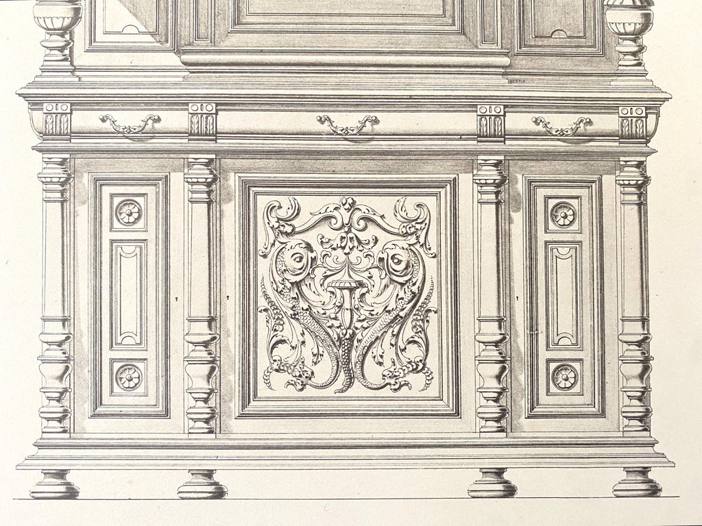 Lithograph Prints of French 19th Century Furniture Design Drawings