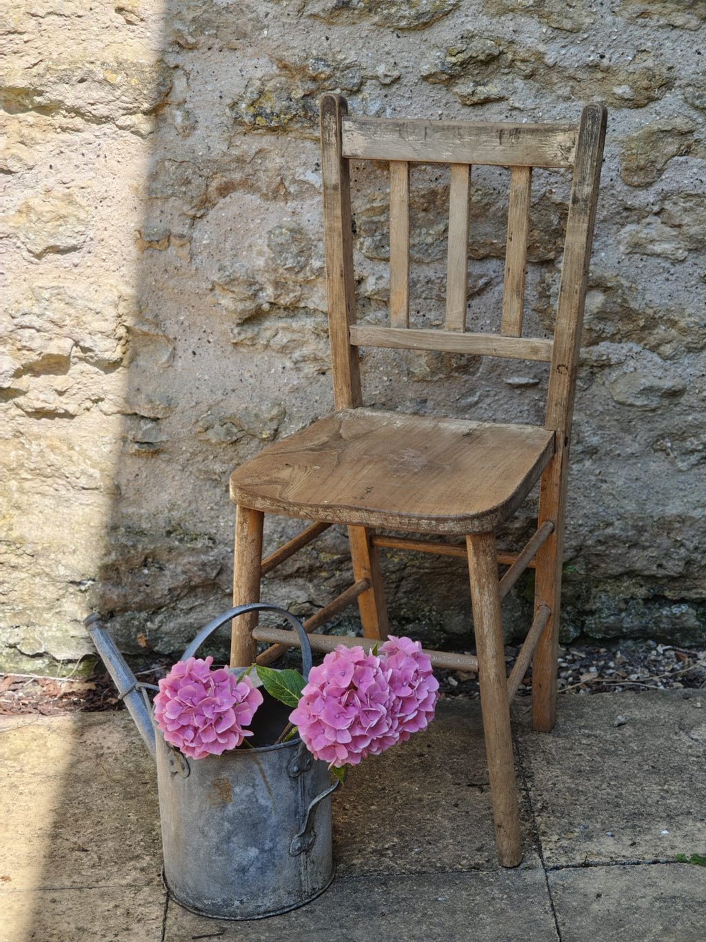 A rustic wooden chair 
