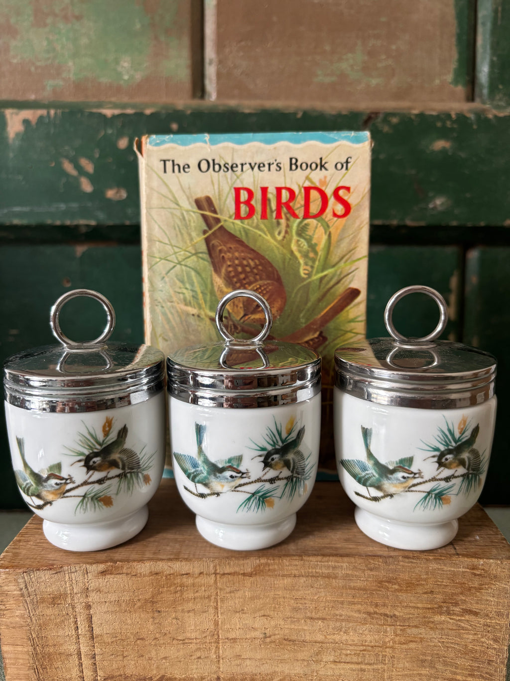 Three vintage Royal Wocester egg coddlers.