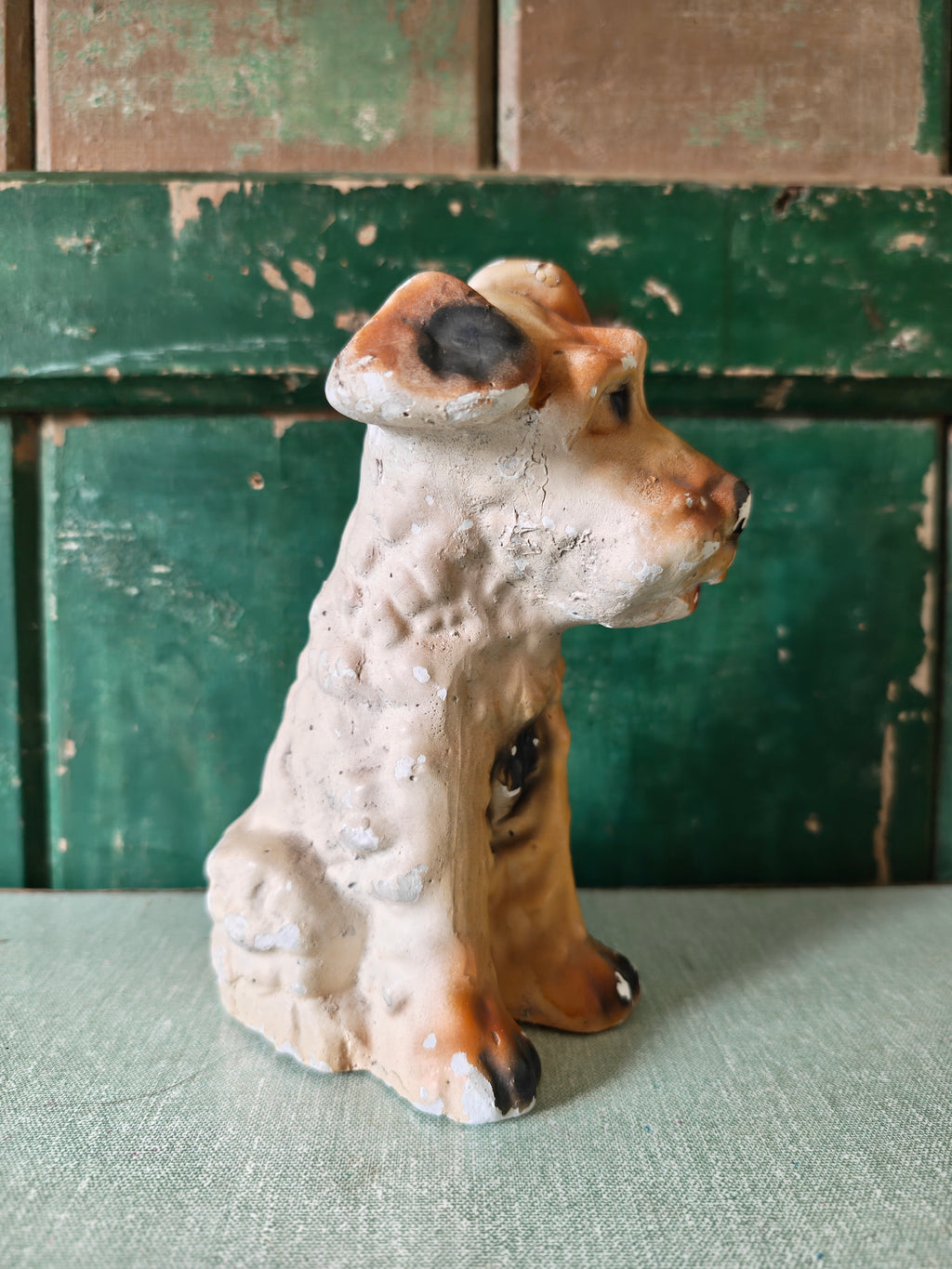 Vintage chalk dog figurine 