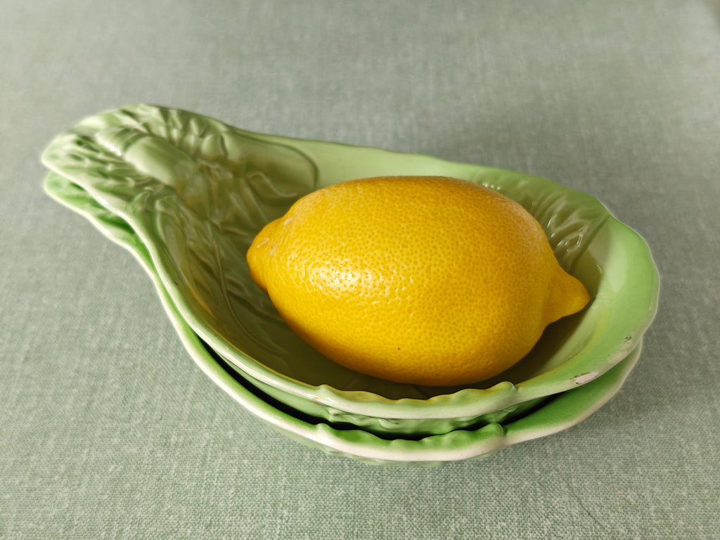 Pair of green ceramic dishes
