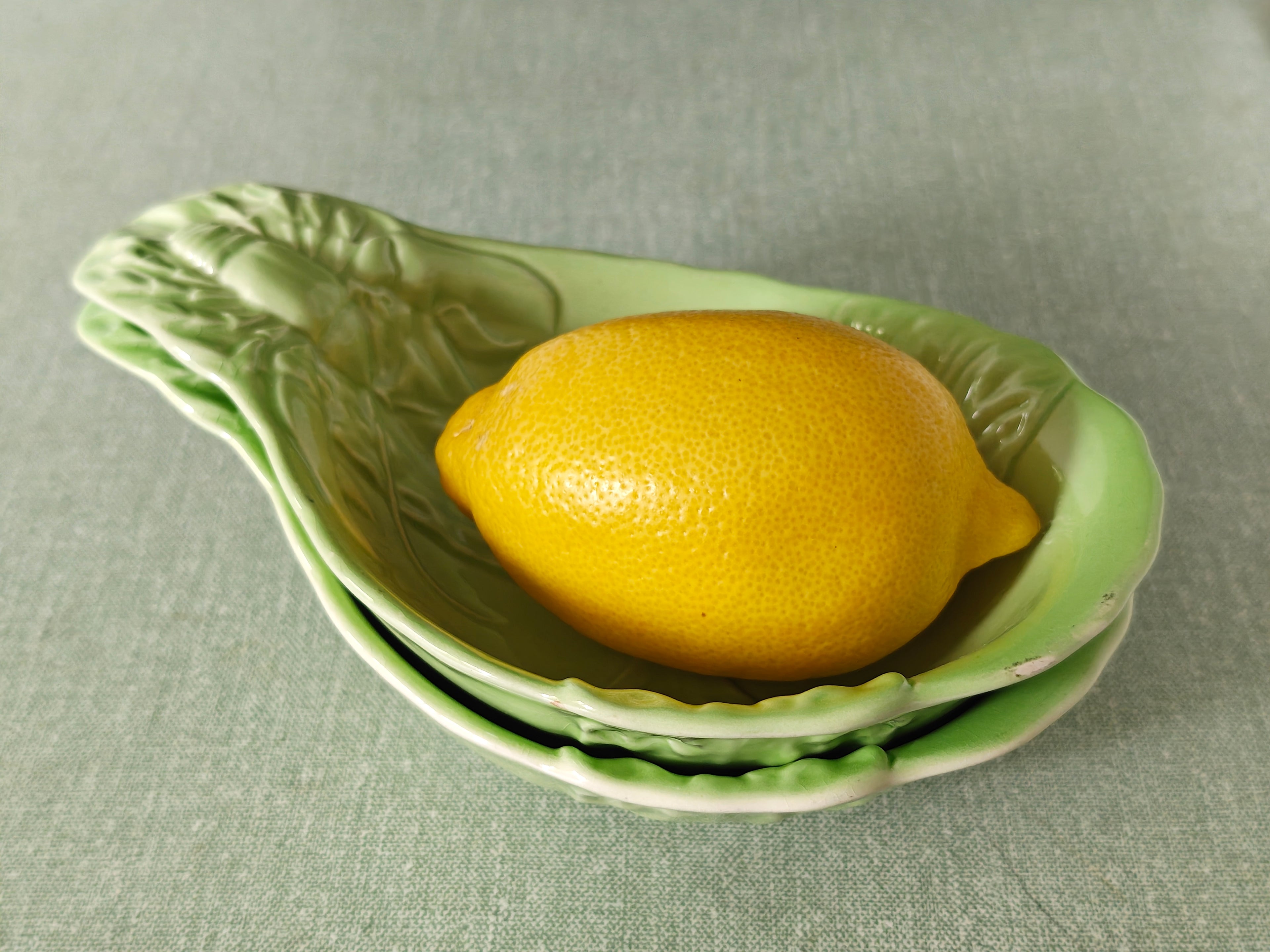 Pair of green ceramic dishes