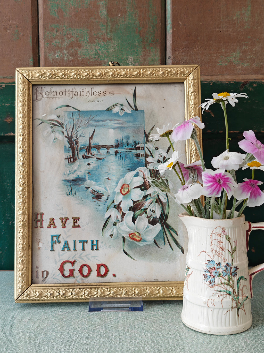 religious print in gold frame