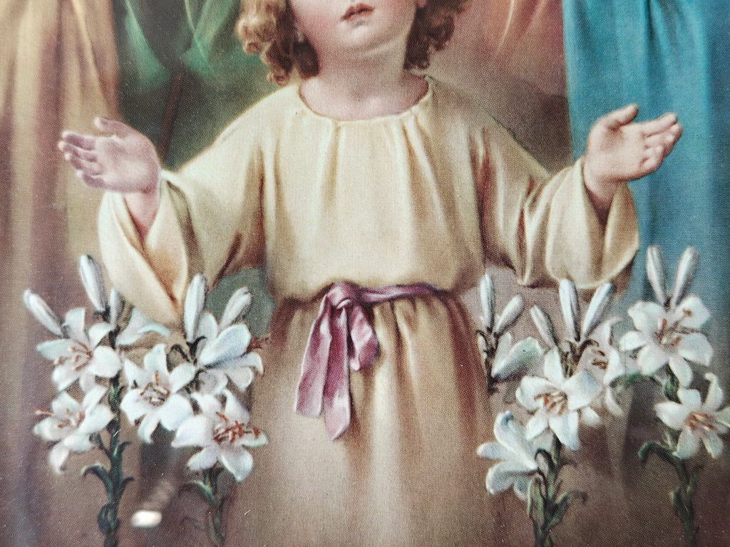 Detail of a colour print of the Holy Family