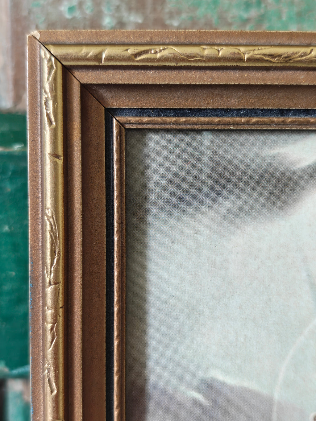 Detail of the frame of a colour print