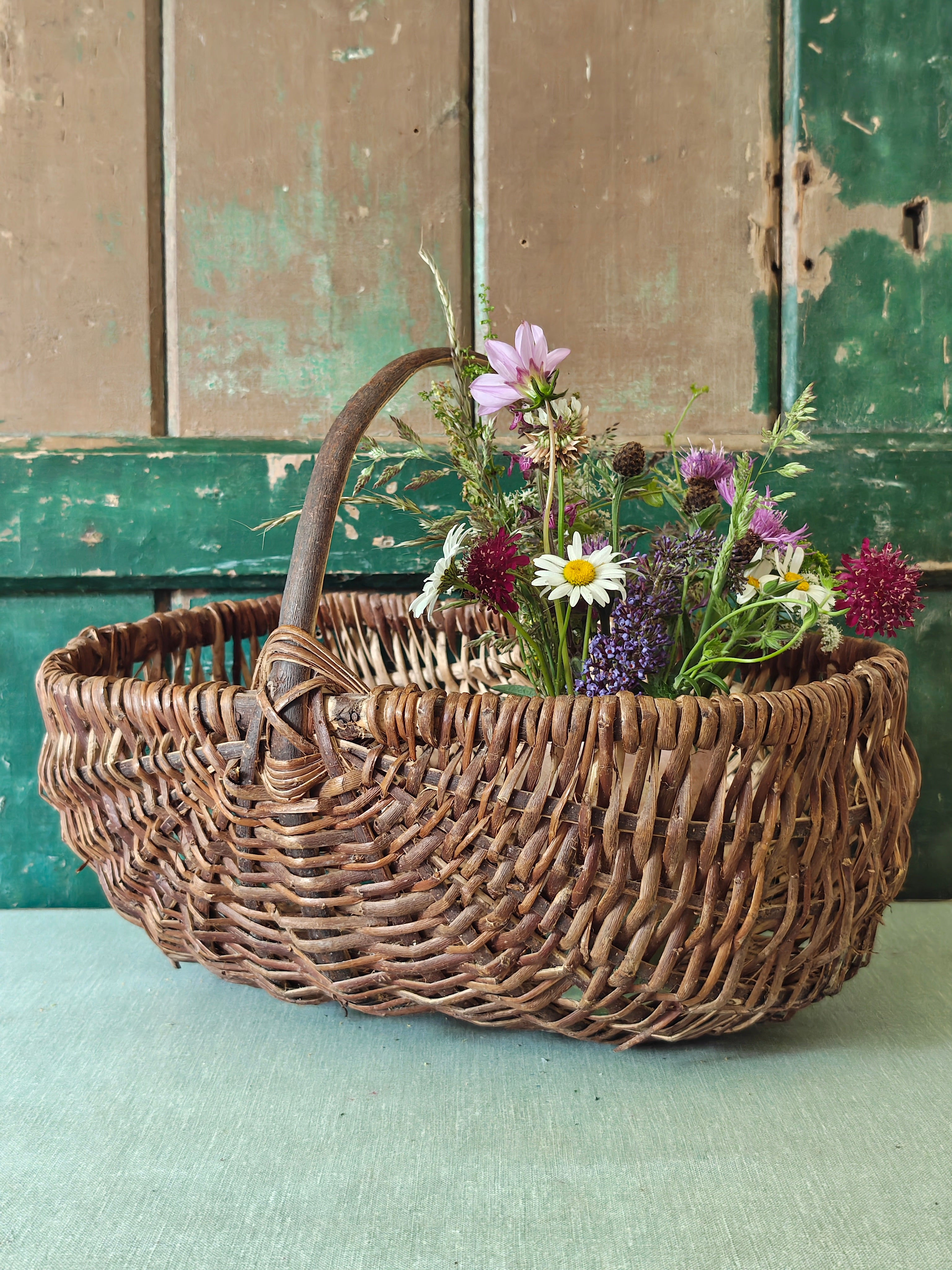 Vintage woven willow wicker basket 
