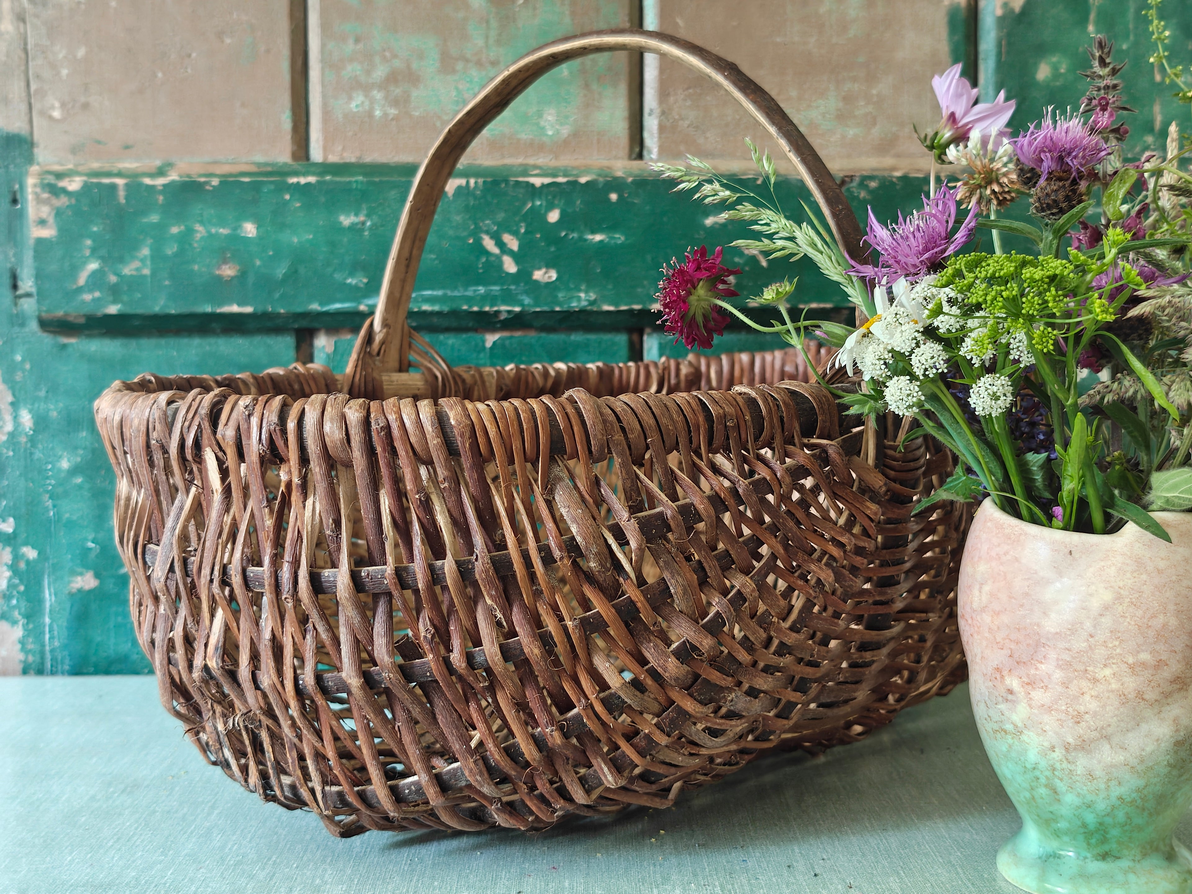 Vintage woven willow wicker basket