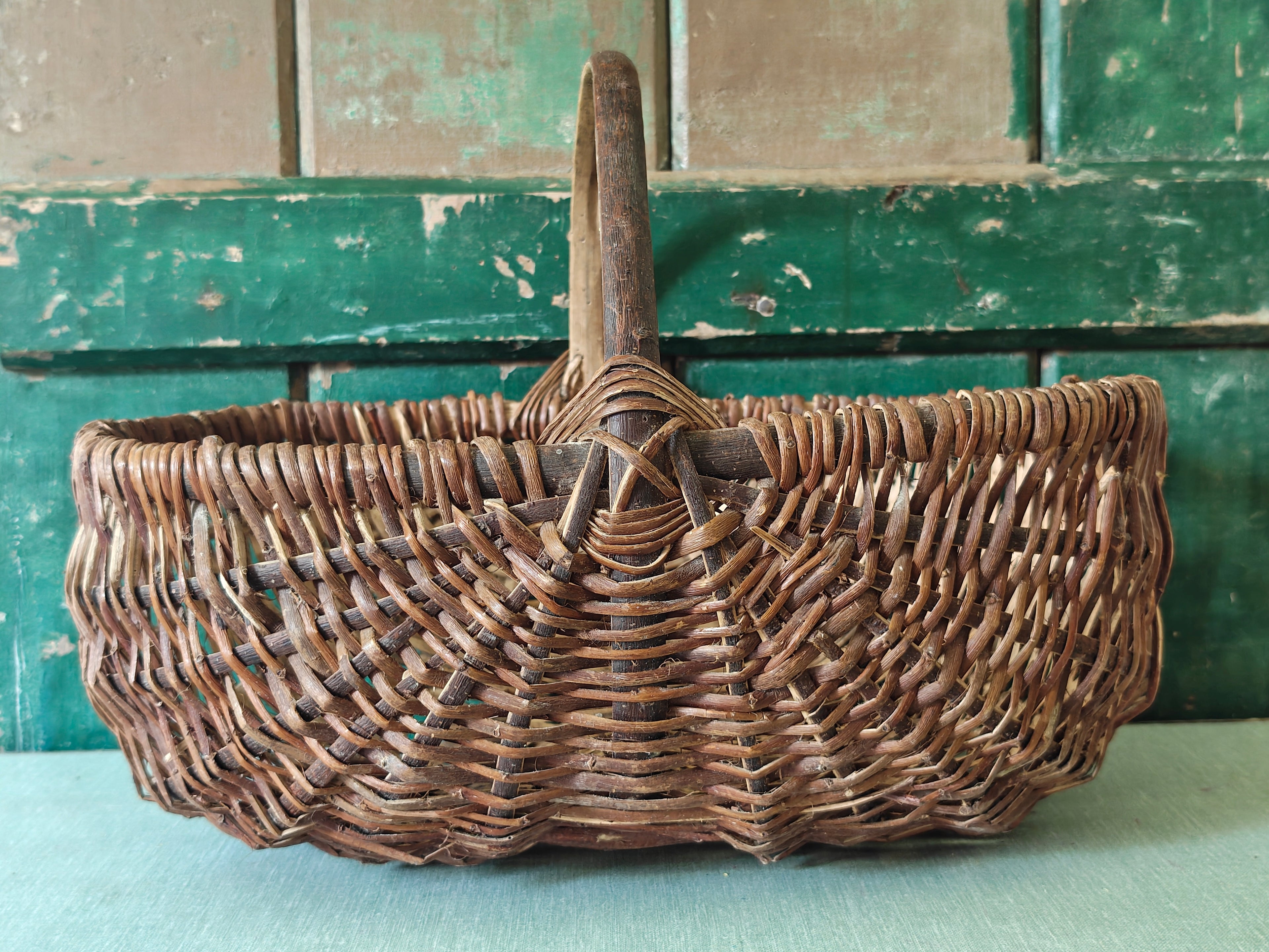 Vintage woven willow wicker basket