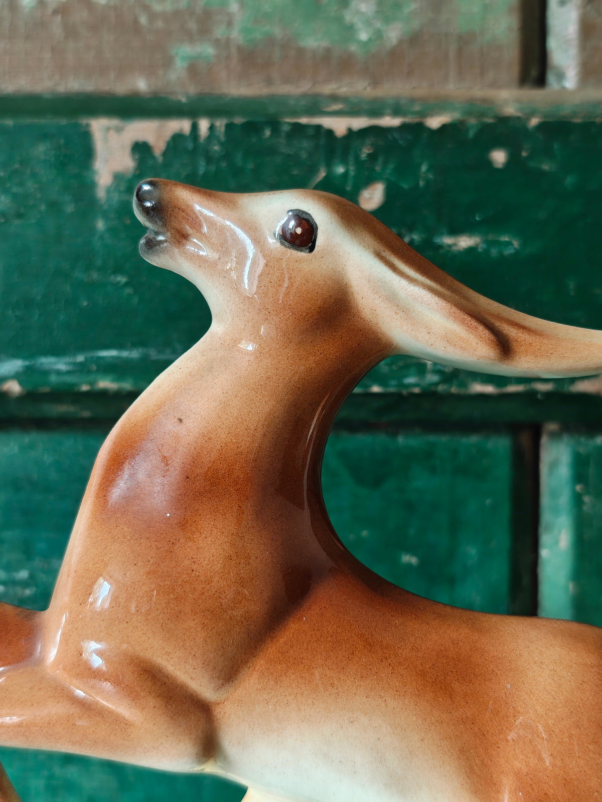 Close-up of a ceramic deer figurine