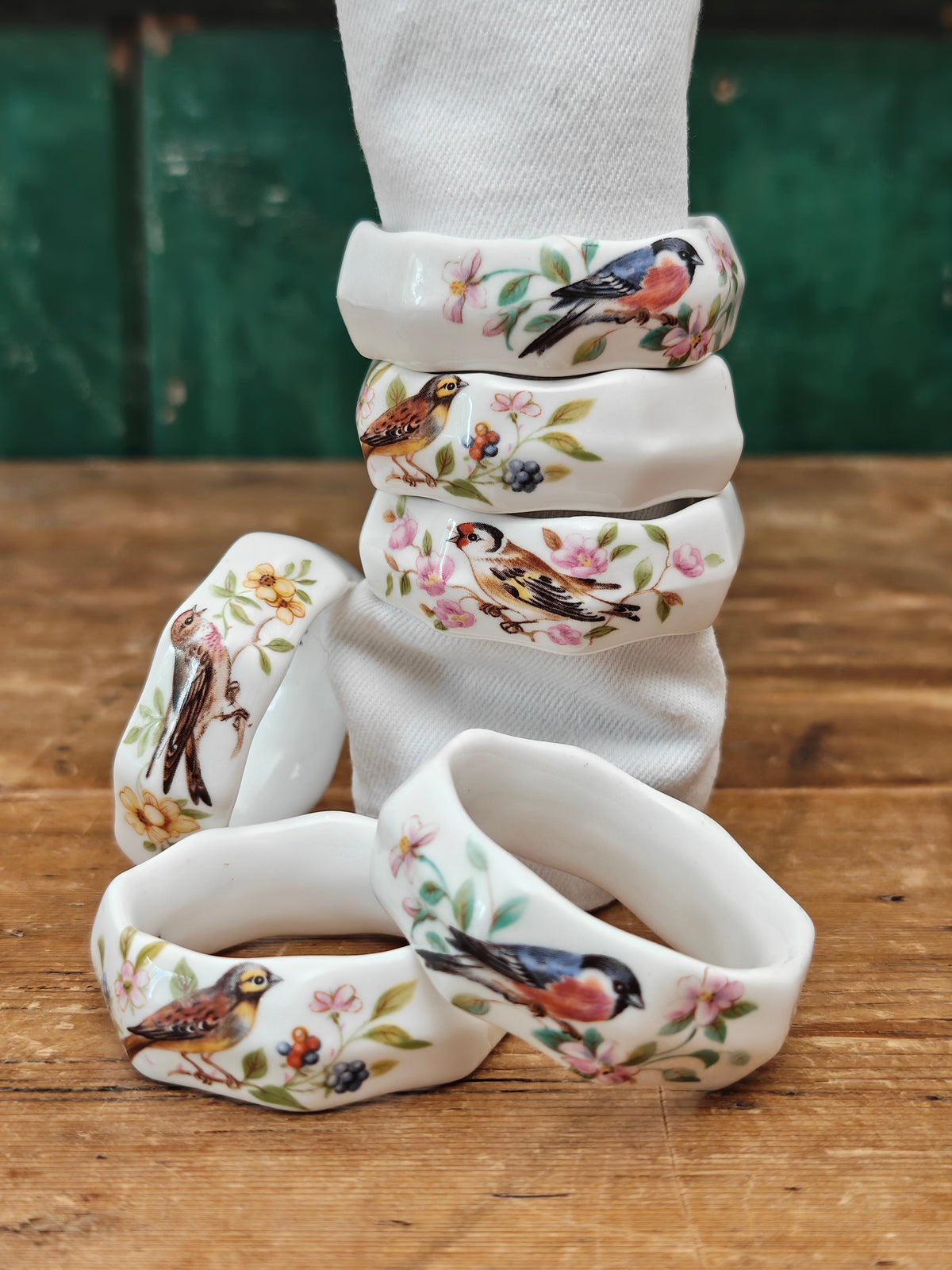 Set of Six Porcelain Napkin Rings