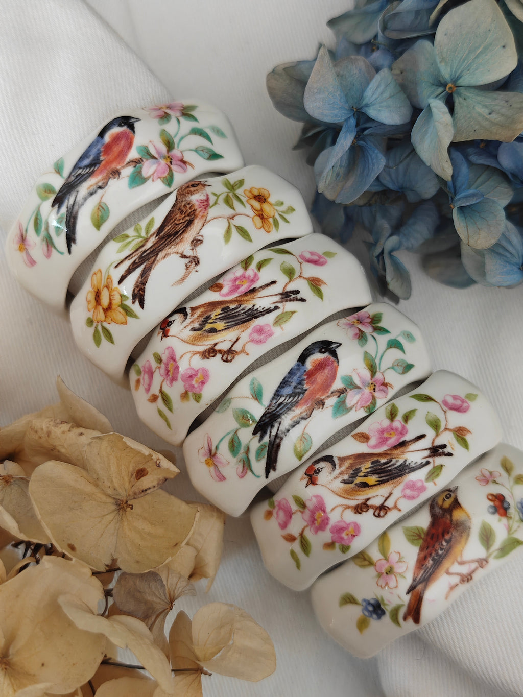 Set of Six Porcelain Napkin Rings