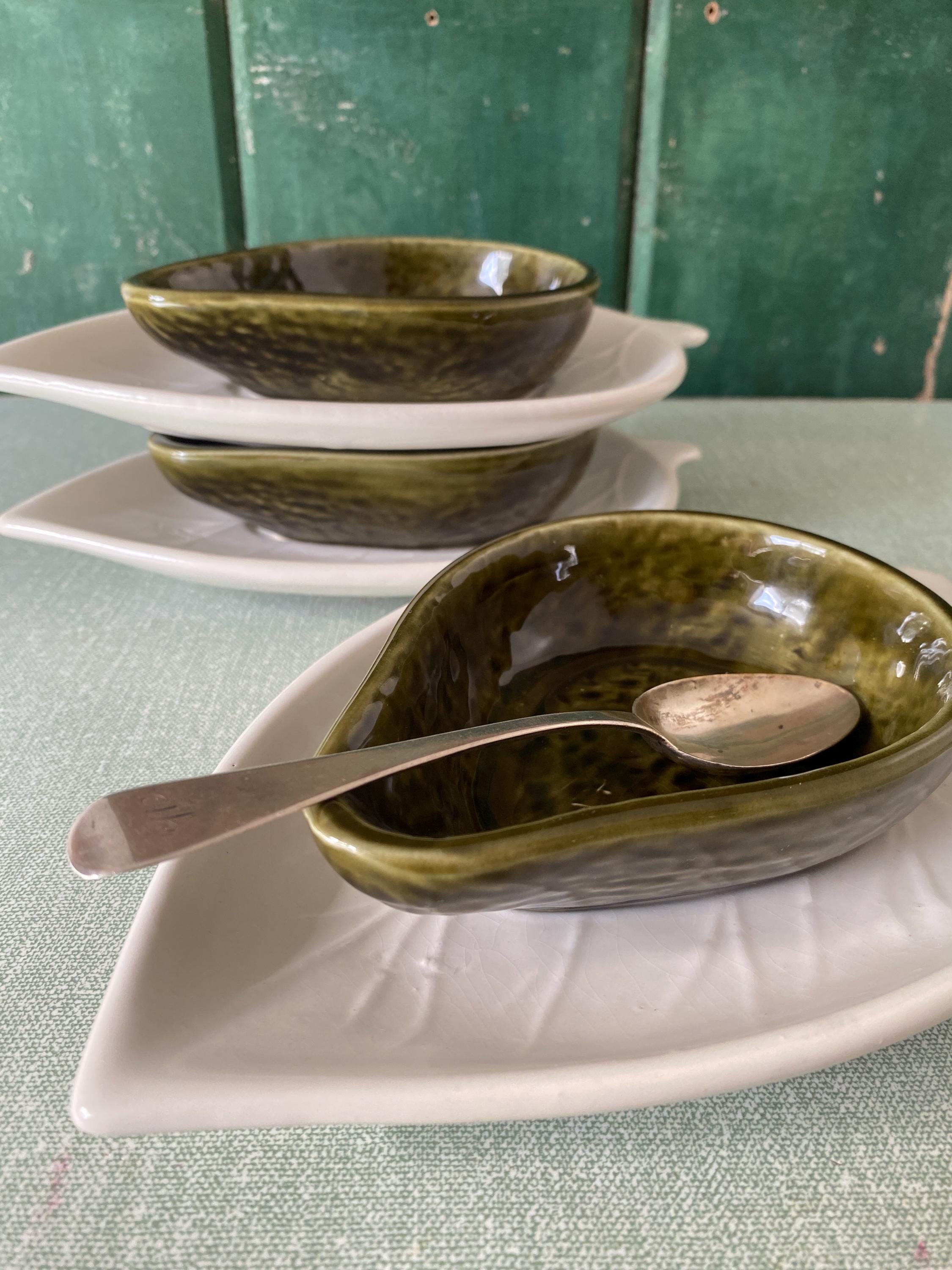 Mid Century Portuguese Majolica Avocado Dish
