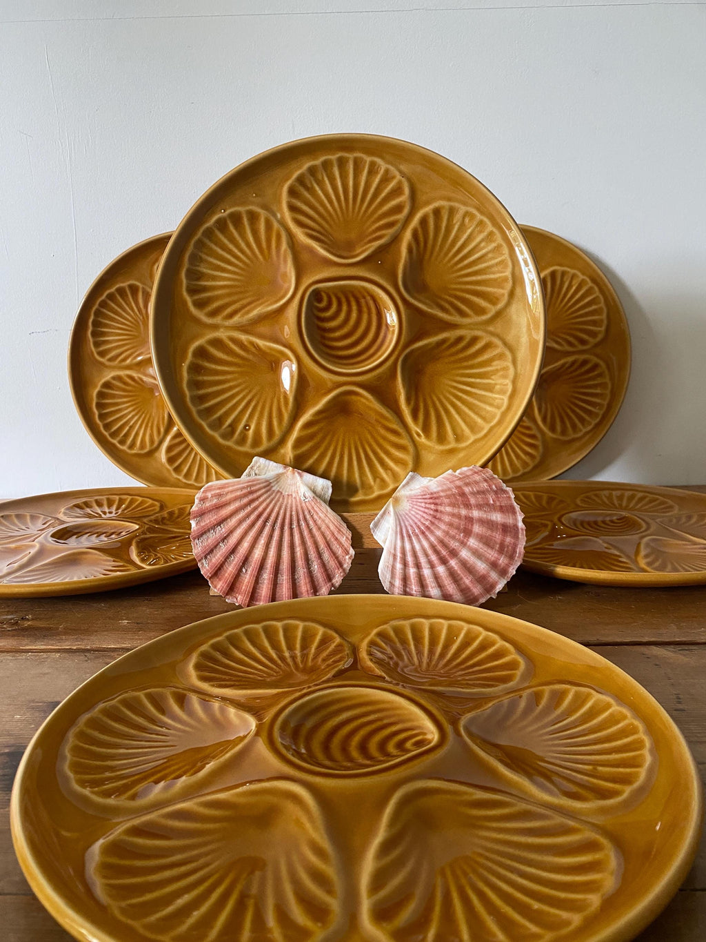 French Majolica Oyster Plate: Vintage Faience Pottery