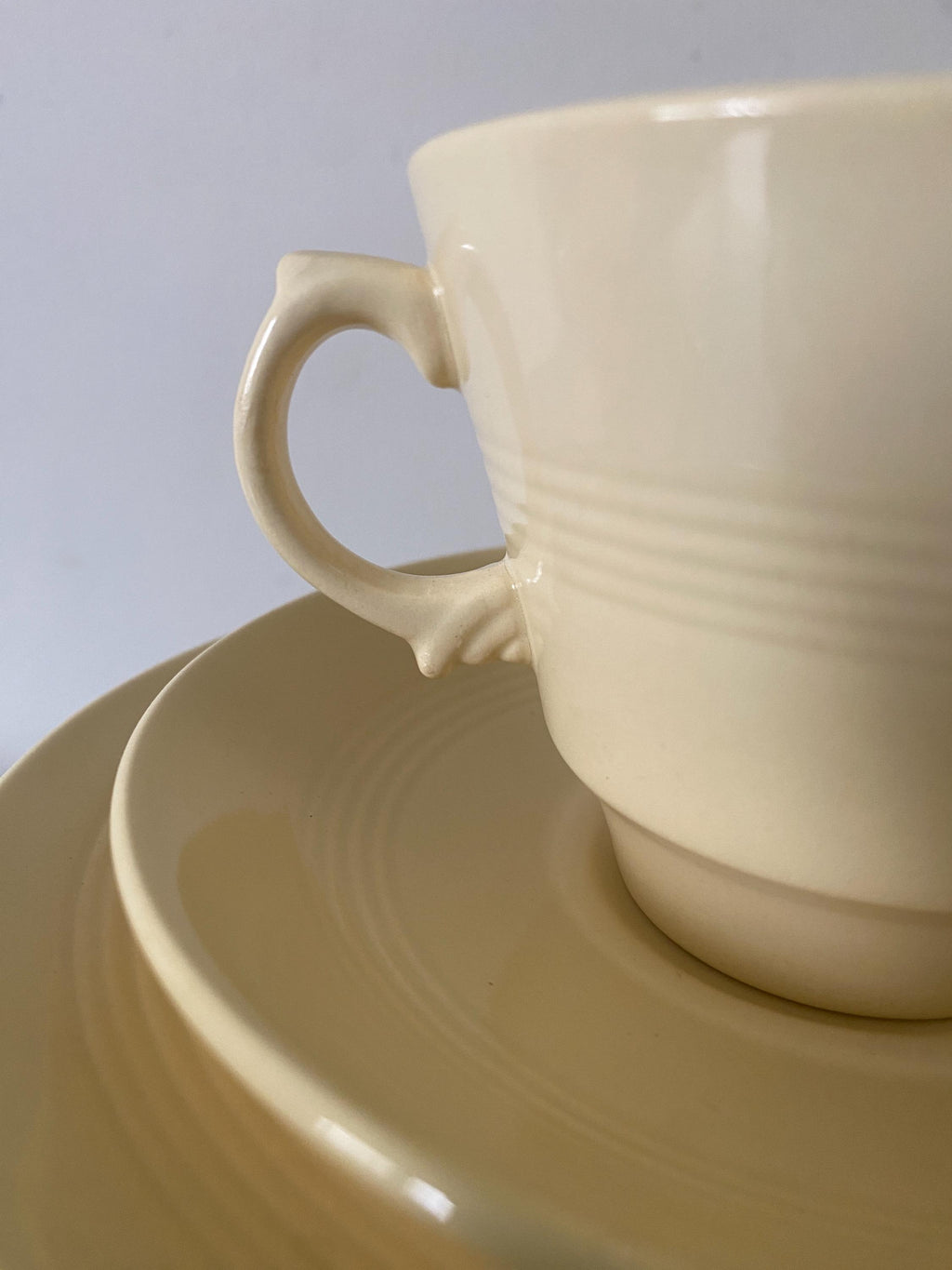 Woods Ware Jasmine Trio: Yellow Teacup, Saucer, Plate