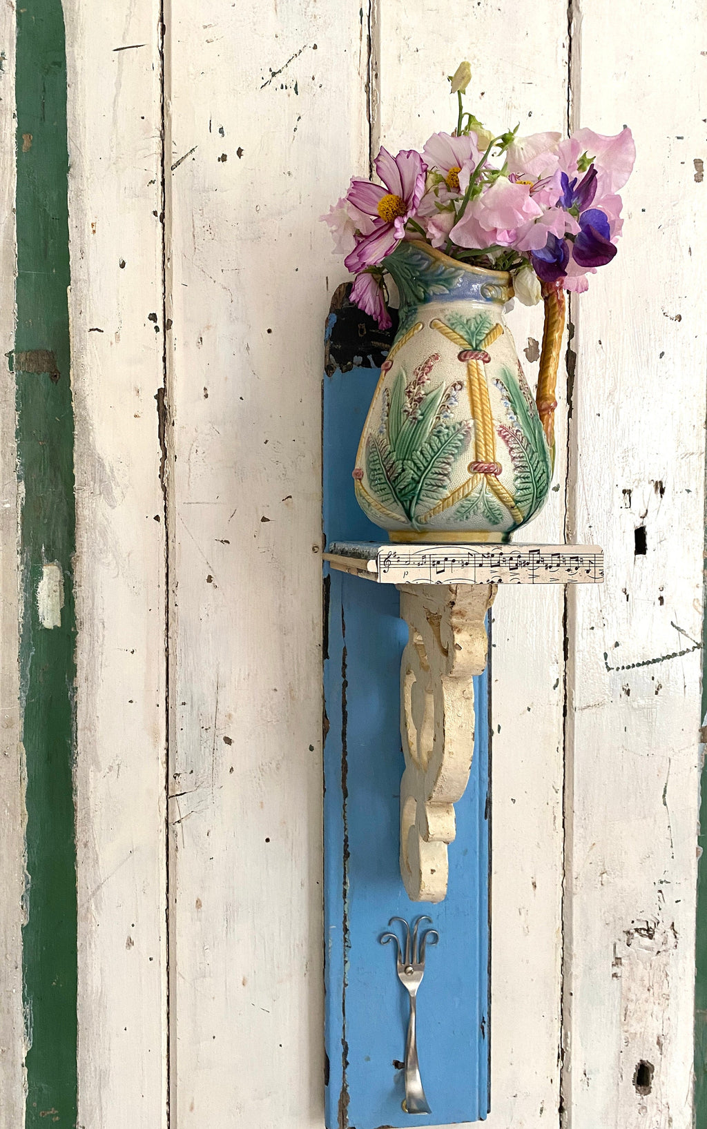 Reclaimed wood shelf and hook