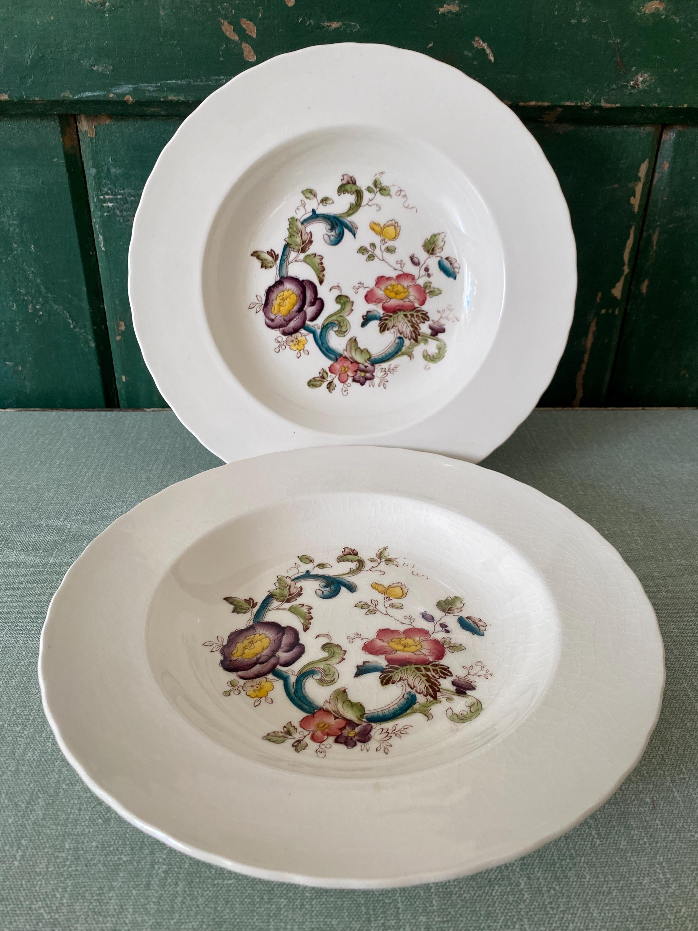 Two floral-patterned ceramic plates 