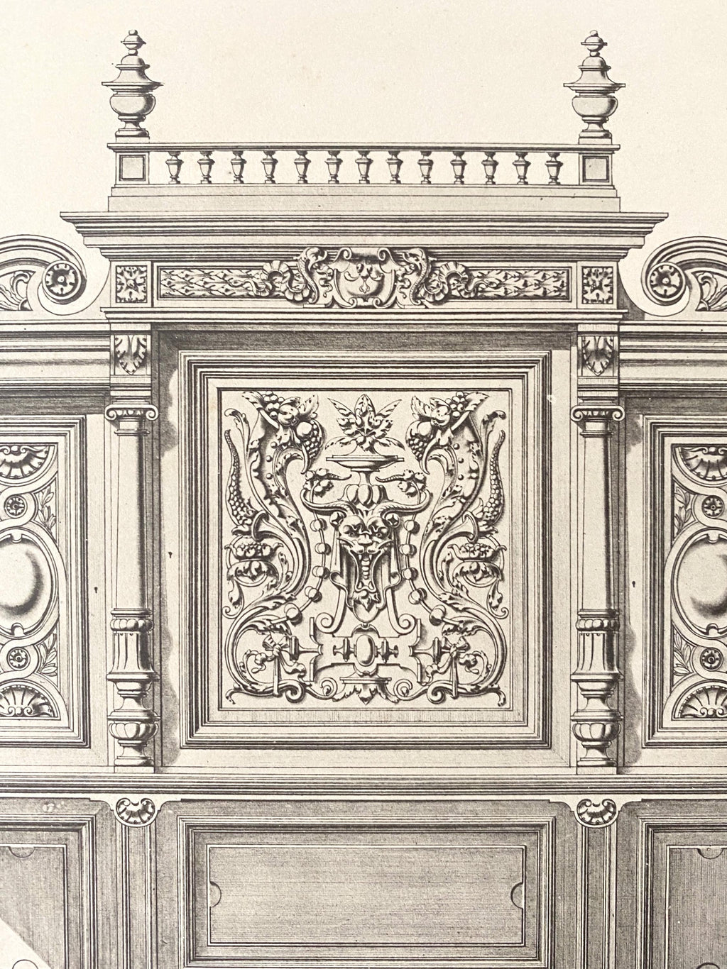 Lithograph Prints of French 19th Century Furniture Design Drawings