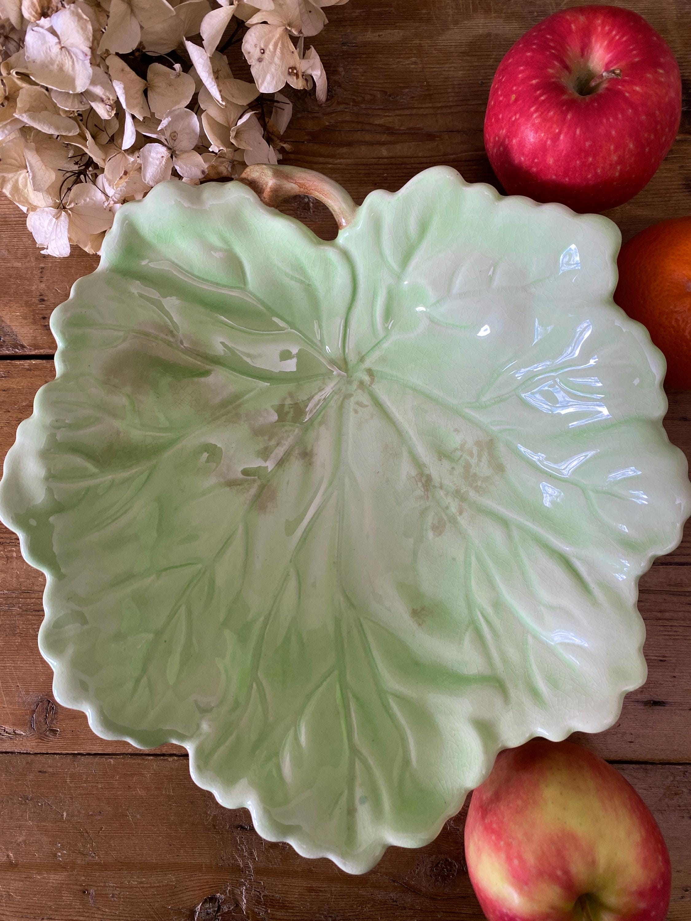 Decorative ceramic leaf-shaped dish