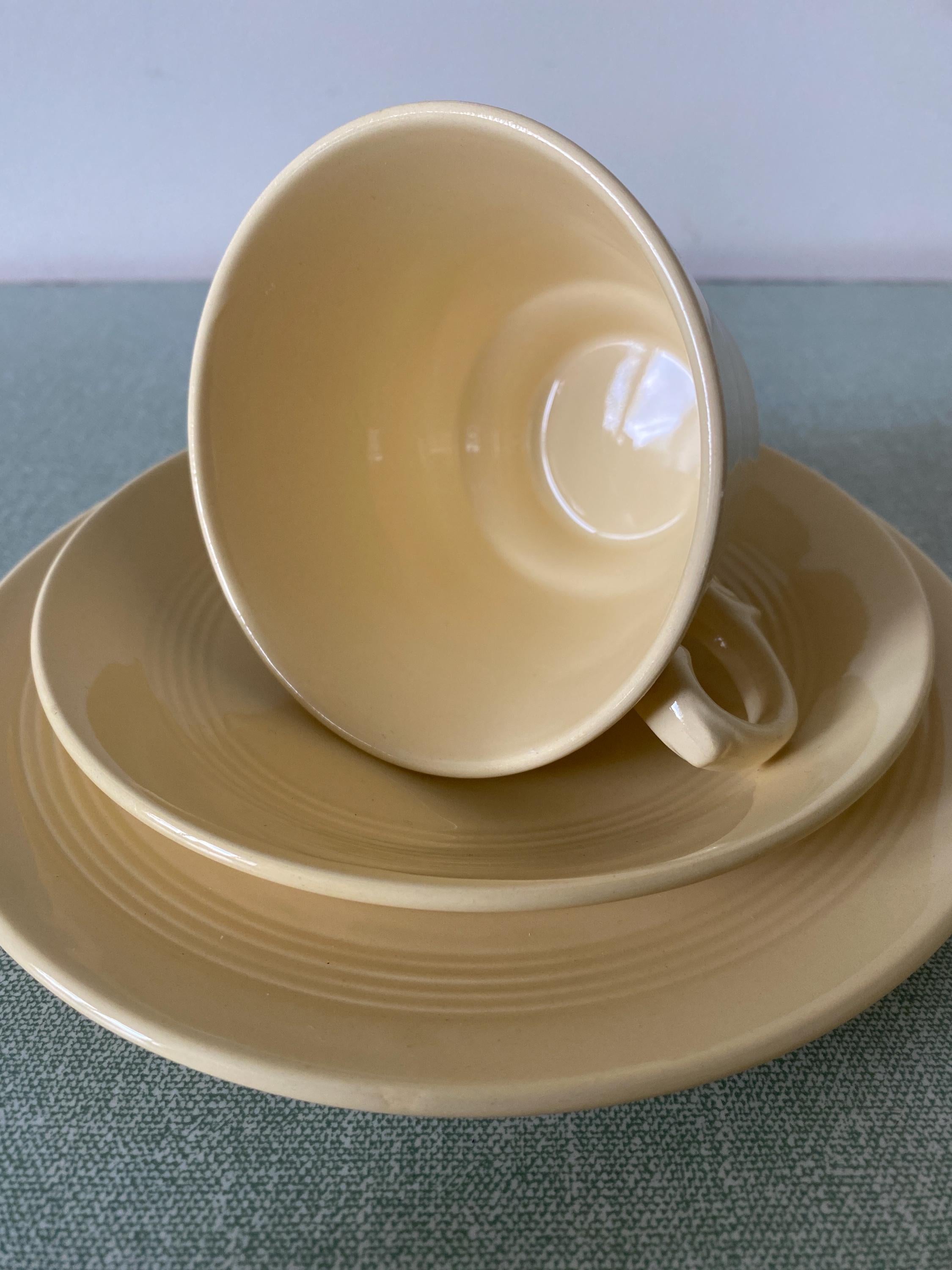 Woods Ware Jasmine Trio: Yellow Teacup, Saucer, Plate
