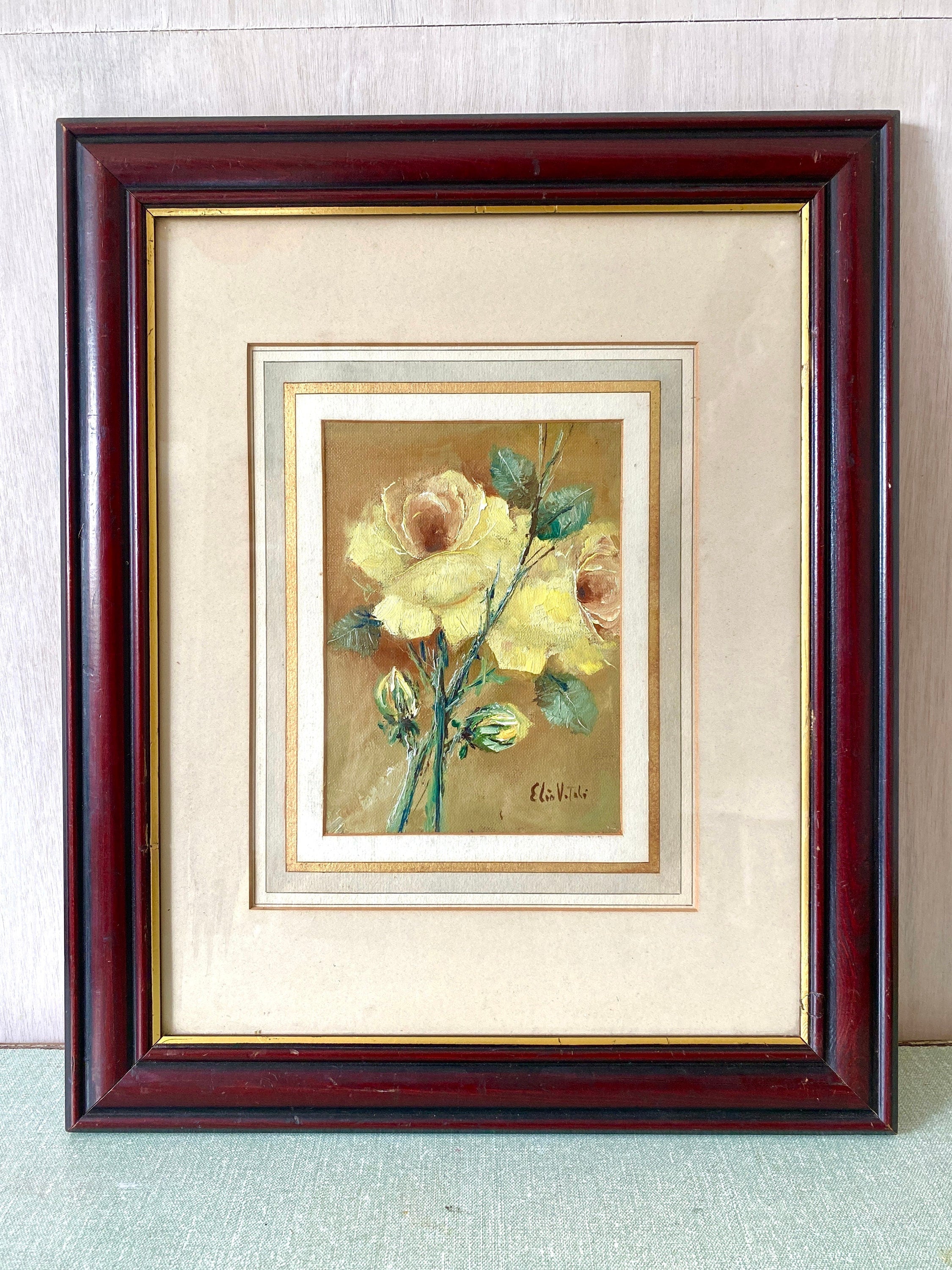 Framed painting of yellow flowers