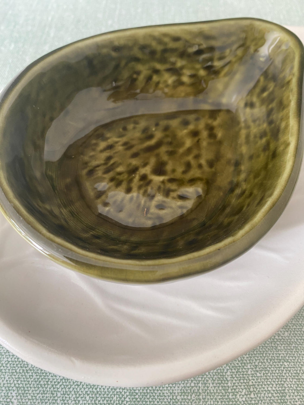 Green ceramic avocado dish