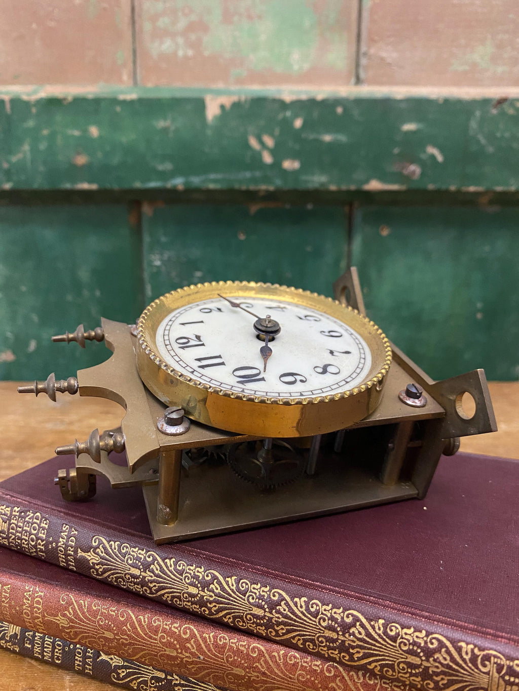 Vintage clock movement in brass