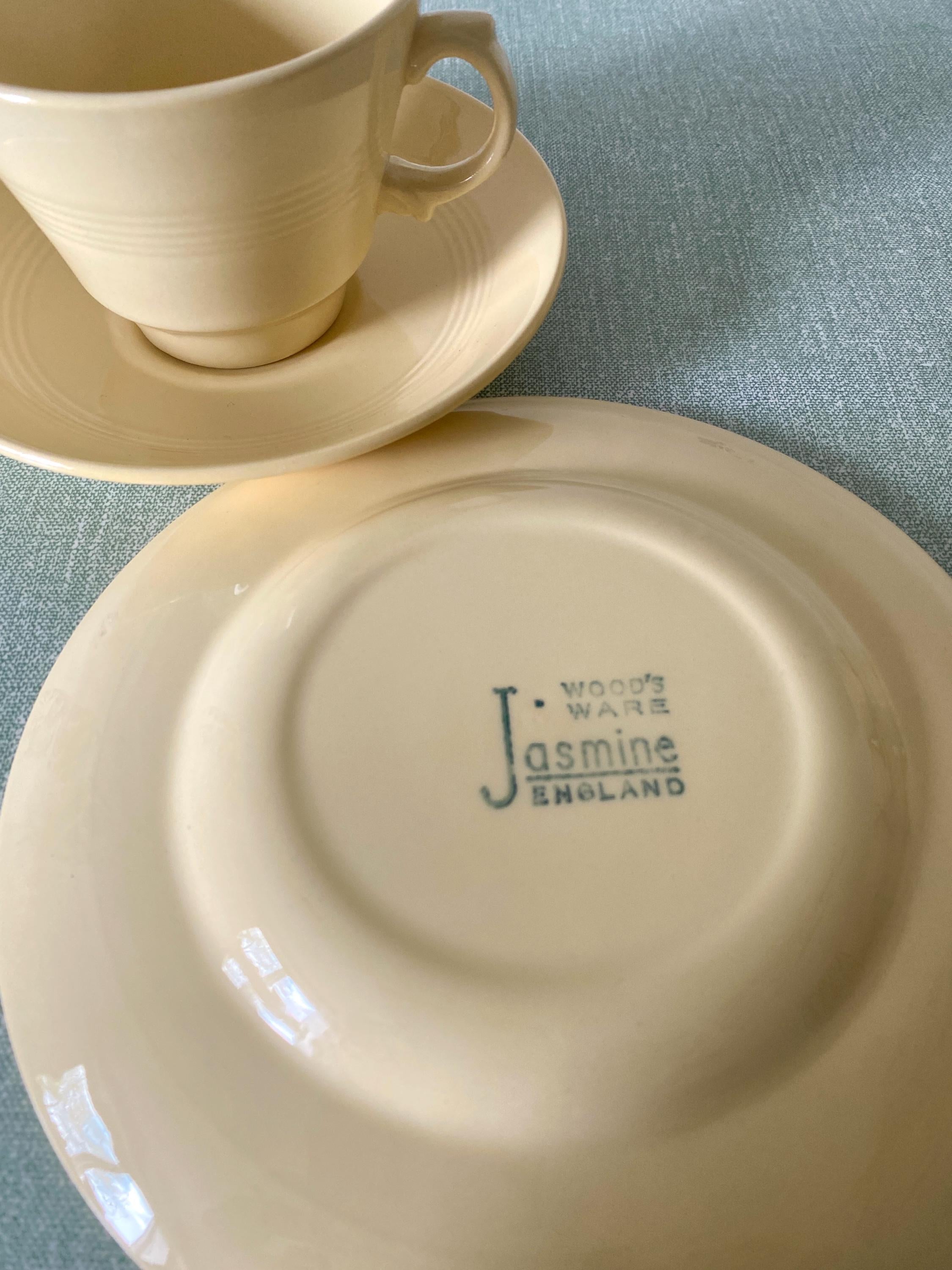 Woods Ware Jasmine Trio: Yellow Teacup, Saucer, Plate