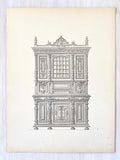 Antique lithograph illustration of an ornate cabinet