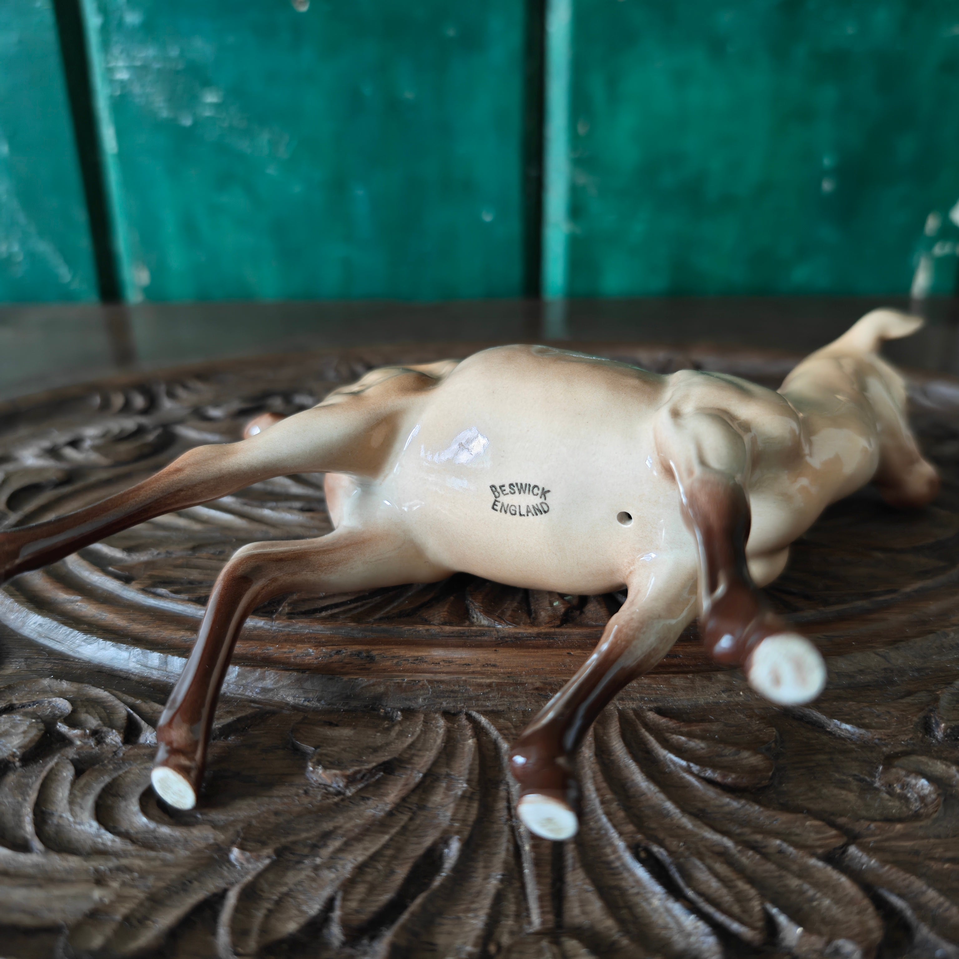 Underside detail of deer figurine showing Beswick mark
