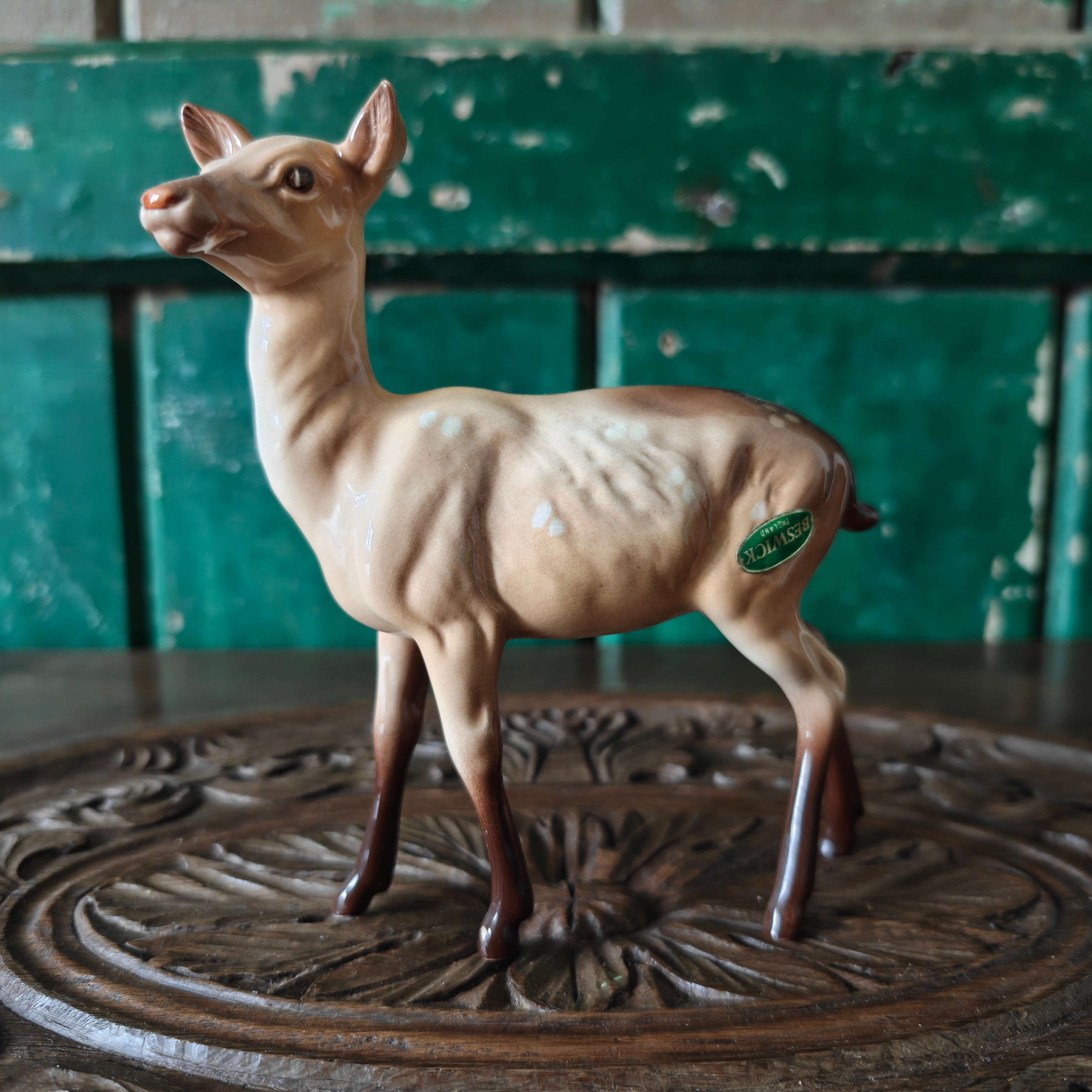 Ceramic deer figurine with Beswick label